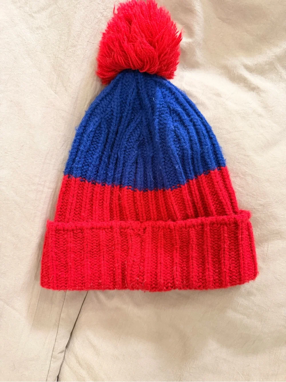 47 Kids New York Giants Red and Blue Pom Knit Hat